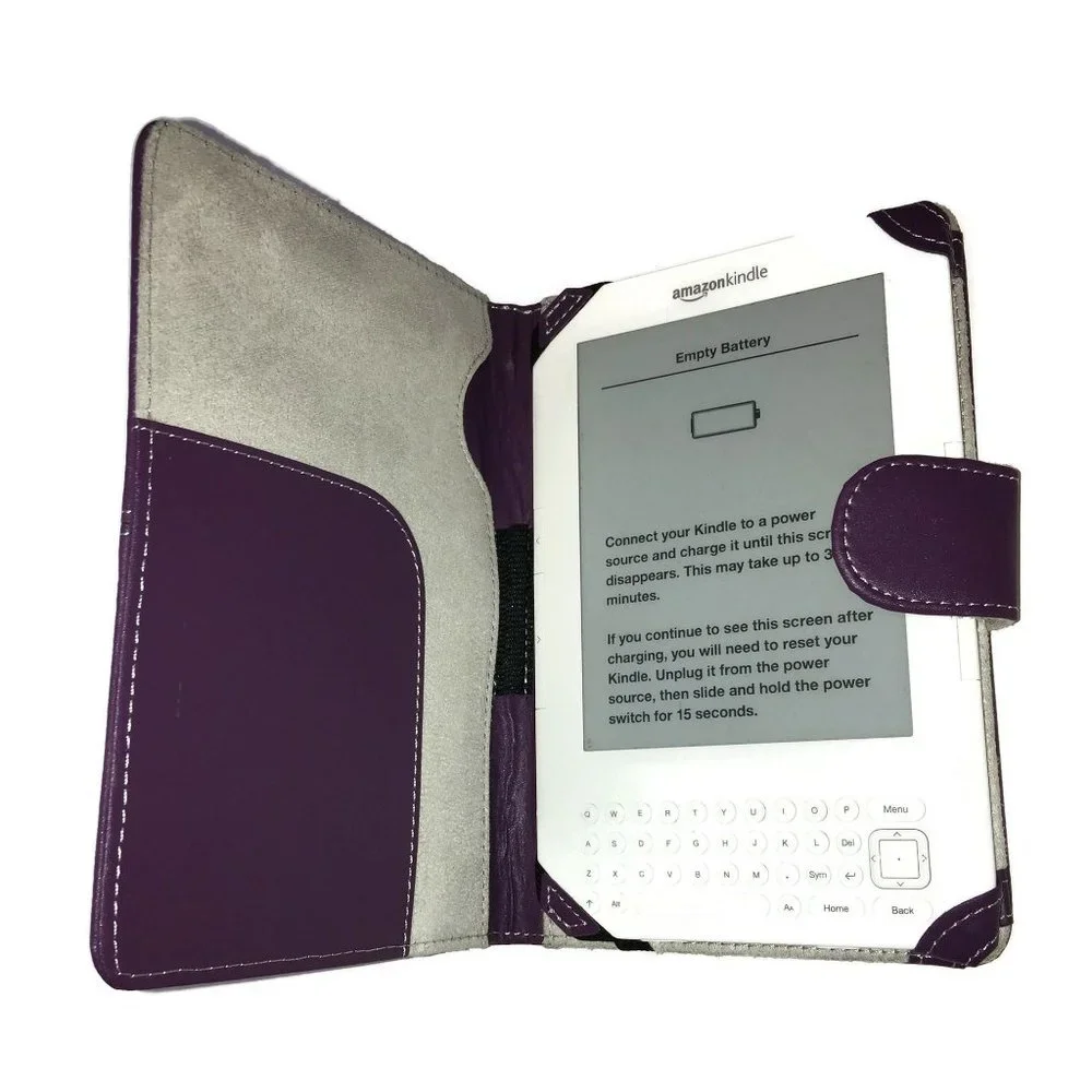 Purple Faux Leather Kindle 3 Keyboard Case Cover